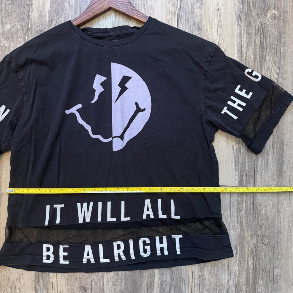Black Graphic Women's Tee with Mesh Accents - Picture 10 of 10